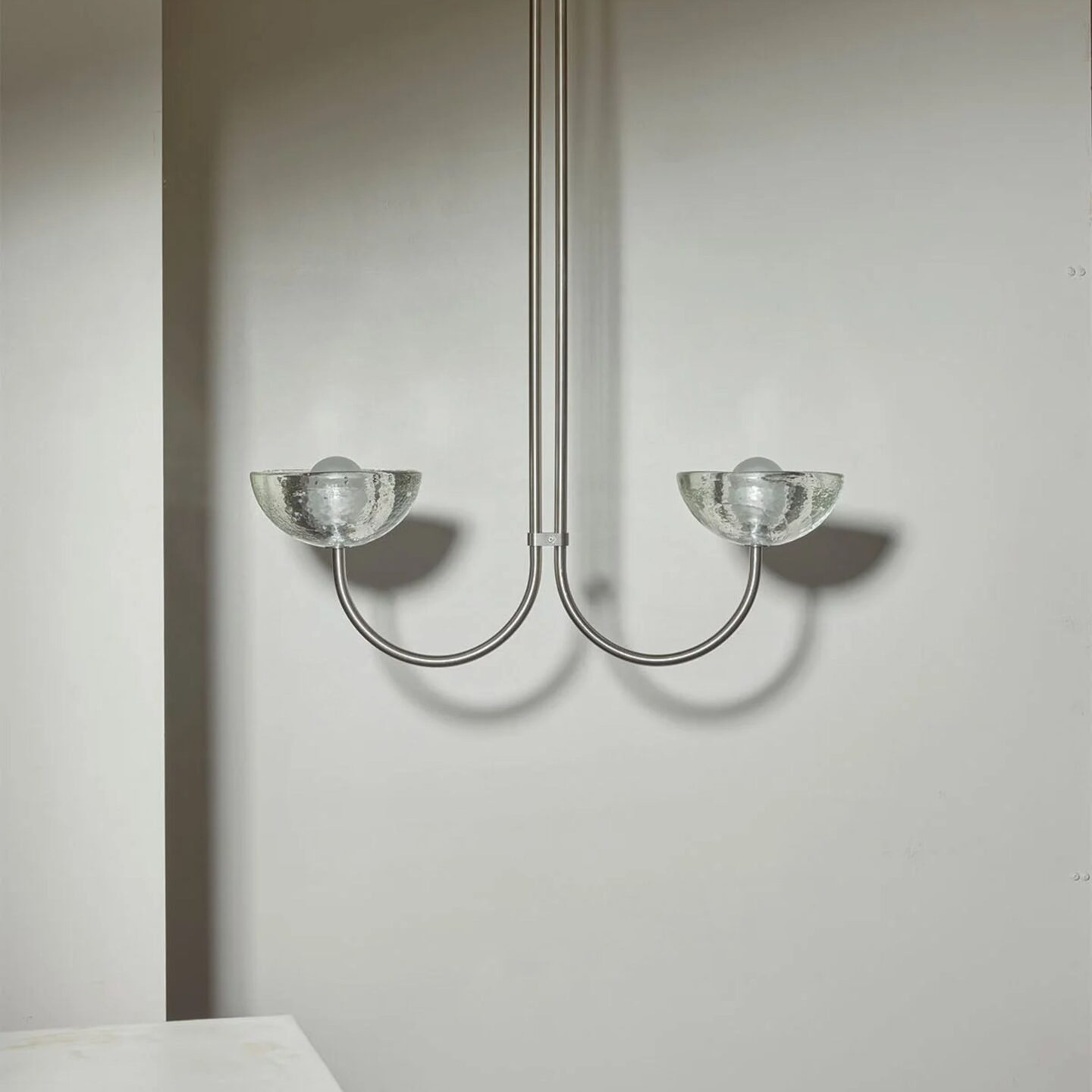 Aurelia Double Pendant Small Cast Glass, Brushed Nickel